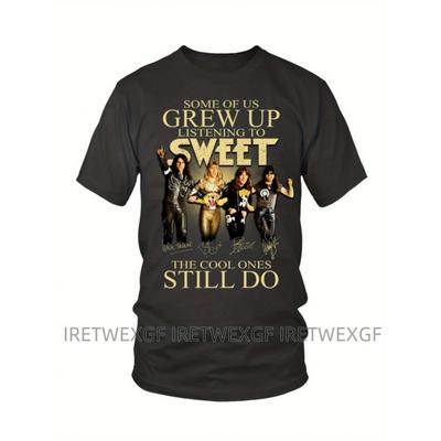Exclusive Men'S Vintage Rock Band T-Shirt - Black Retro 70S80S Classic Rock Tee Featuring a Cool Design Inspired by Sweet Music And Member Signatures