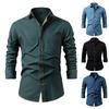 Men's Cotton Non-Iron Denim Shirt Jacket, Long Sleeve Solid Color Casual Overshirt, Trendy Lightweight Outerwear