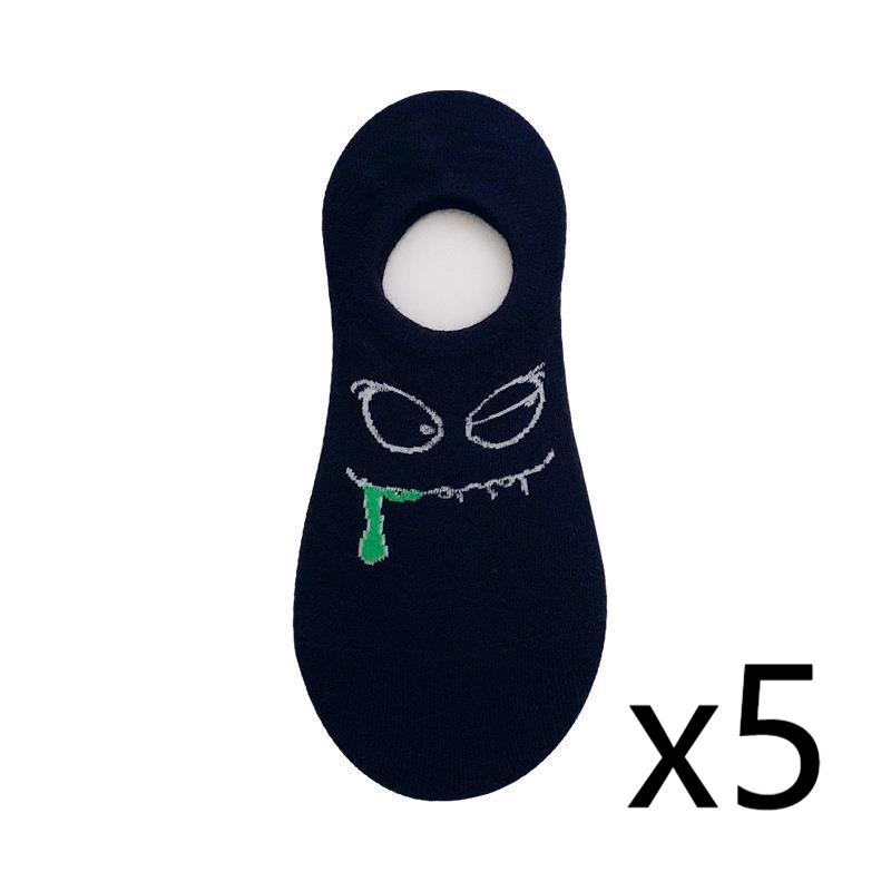 5 Paires Chaussettes Bateau Cartoon Drôles Chaussettes pour Femmes Été Fines Invisibles Bouche Peu Profonde Japonaises Mignonnes Courtes