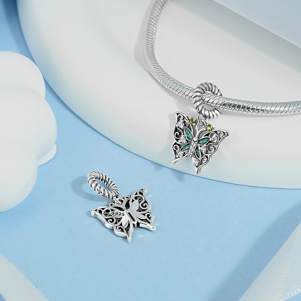 Charms Plata Butterfly Dragonfly Flower Copper Plated For Charms Copper Plated Original Bracelet For Jewelry Making