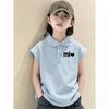 Girls' Sleeveless Pure Cotton Polo Shirt - Casual and Trendy Summer Top