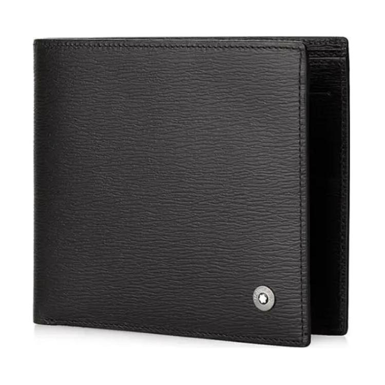 Montblanc Logo Short Folded Leather Wallet Men wallet Black 8372