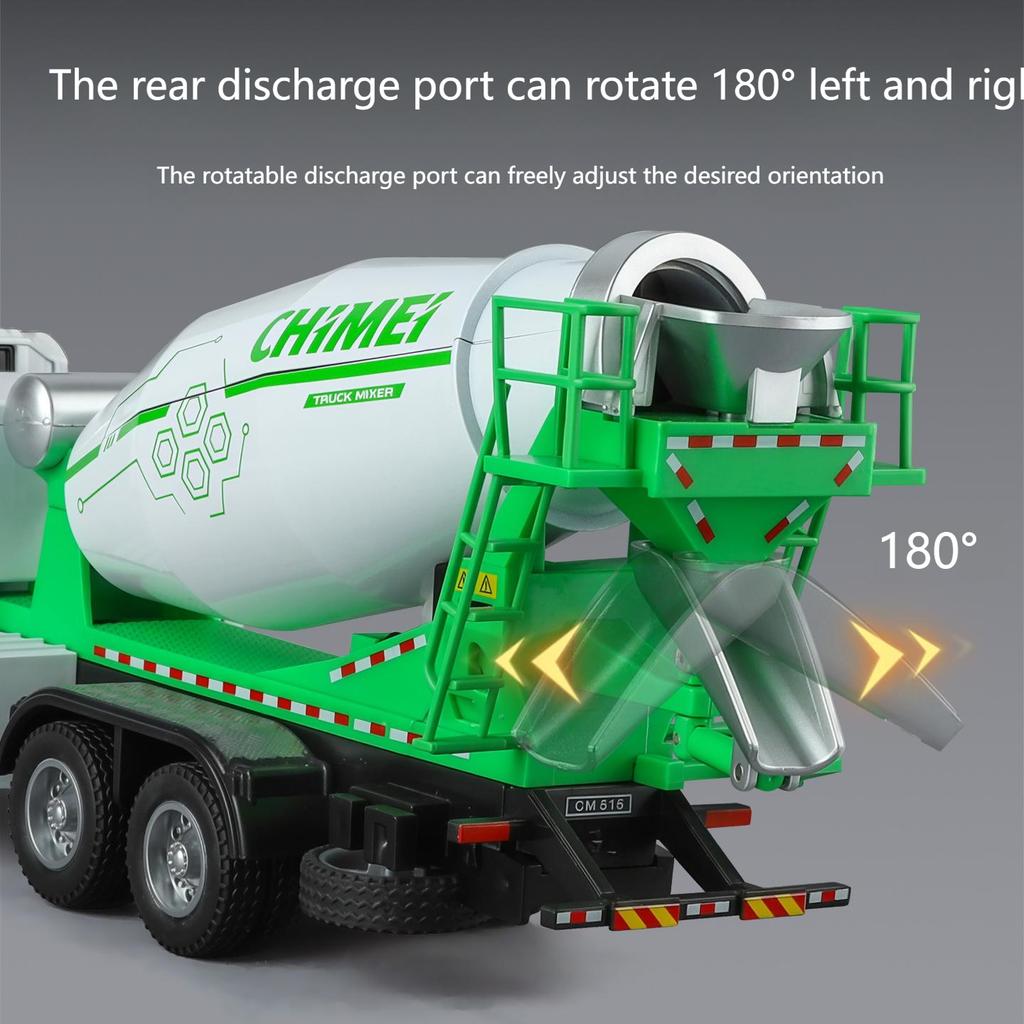 1/32 Concrete Mixer Truck Engineering Vehicle Alloy Metal Diecast Model Car Children Toy Car with Sound and Light Pull Back Gift