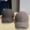 New Korean Style Small Plaid Woolen Baseball Hat for Women High Quality Deepened Large Head Circumference Sunshade Peaked Cap for Men Trendy