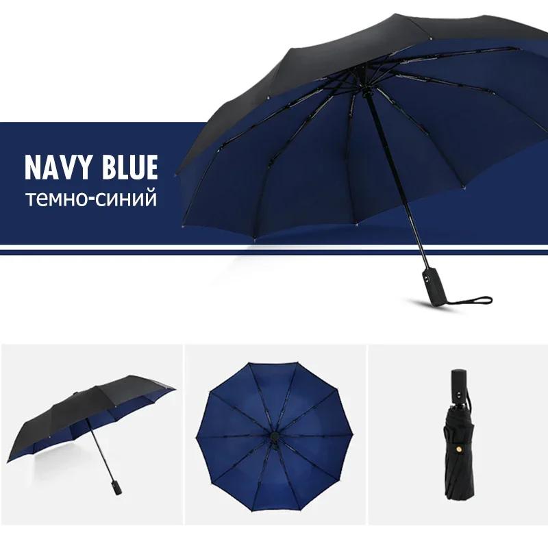 Paraguas resistente al viento de doble capa, totalmente automático, para lluvia, para hombres y mujeres, 10K, paraguas grande de lujo para negocios para hombres