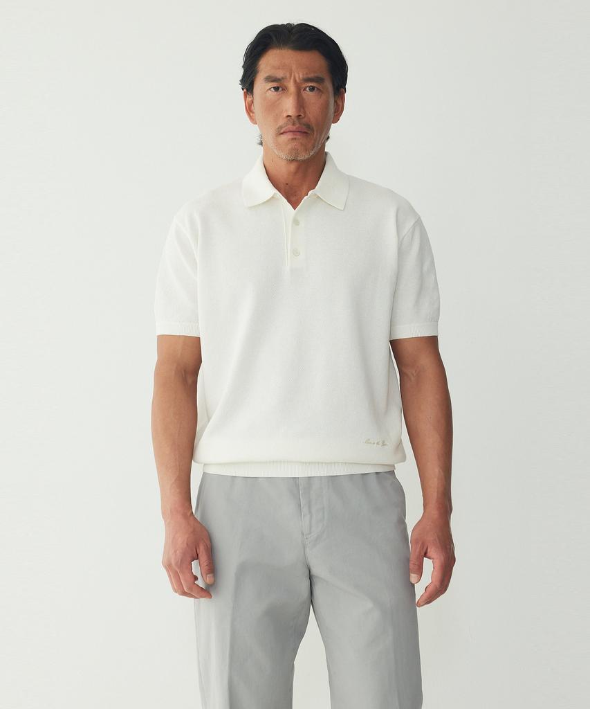 MAN ON THE BOON Textured Short Polo_White 4716113023