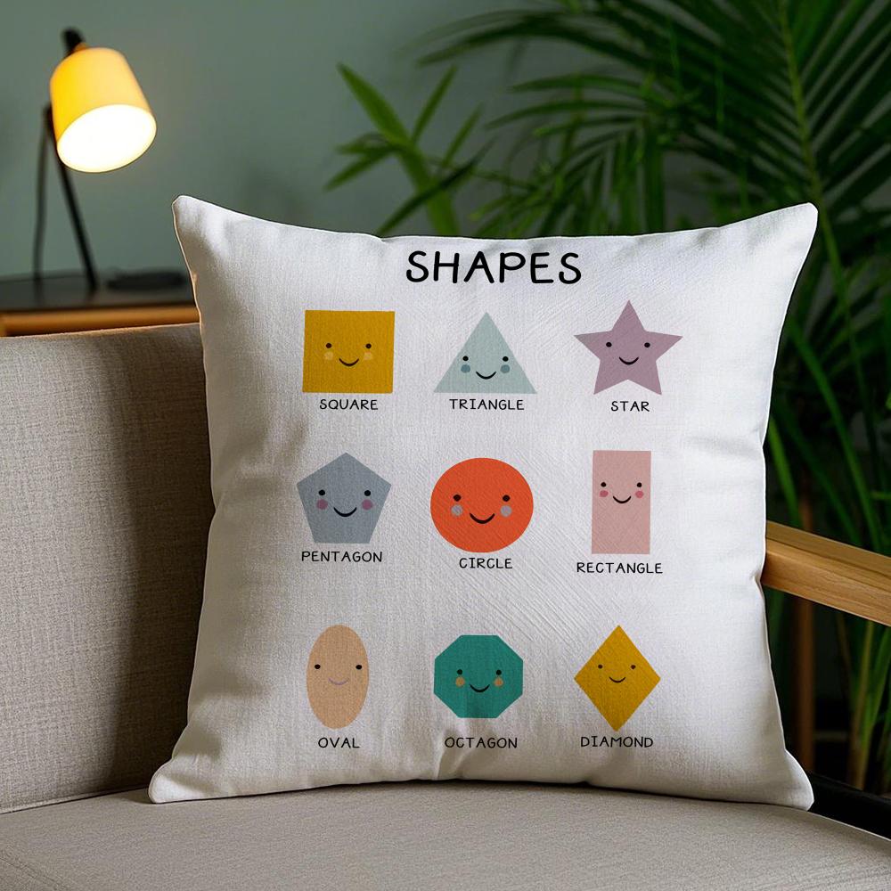 English Education Cushion Cover Plush Fabric DoubleSided Printed Invisible Zipper Sofa Pillow Case Home Bedroom Decor