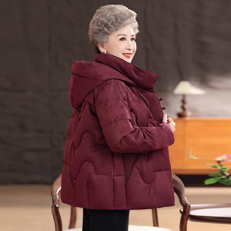 Dicke Daunenjacke für Damen: Warmer weißer Daunenmantel für ältere Menschen, festliche Winterkleidung