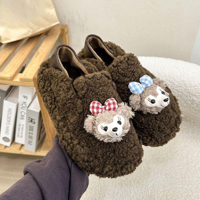 Popular plush thick-soled cotton shoes, new in autumn and winter 2025, one-pedal high-value versatile non-slip bag heels for women