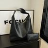 Large Capacity Vintage Woven Tote Bag with Detachable Mini Purse Set Faux Leather Shoulder Handbag for Women