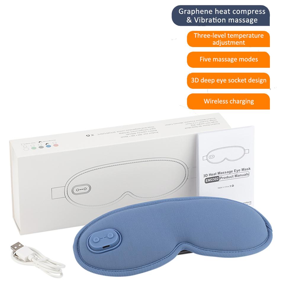 3D Eye Mask For Sleeping Wireless Electric Graphene Heating Vibration Eye Massager Anti Dark Circles Puffiness Fatigue Relief