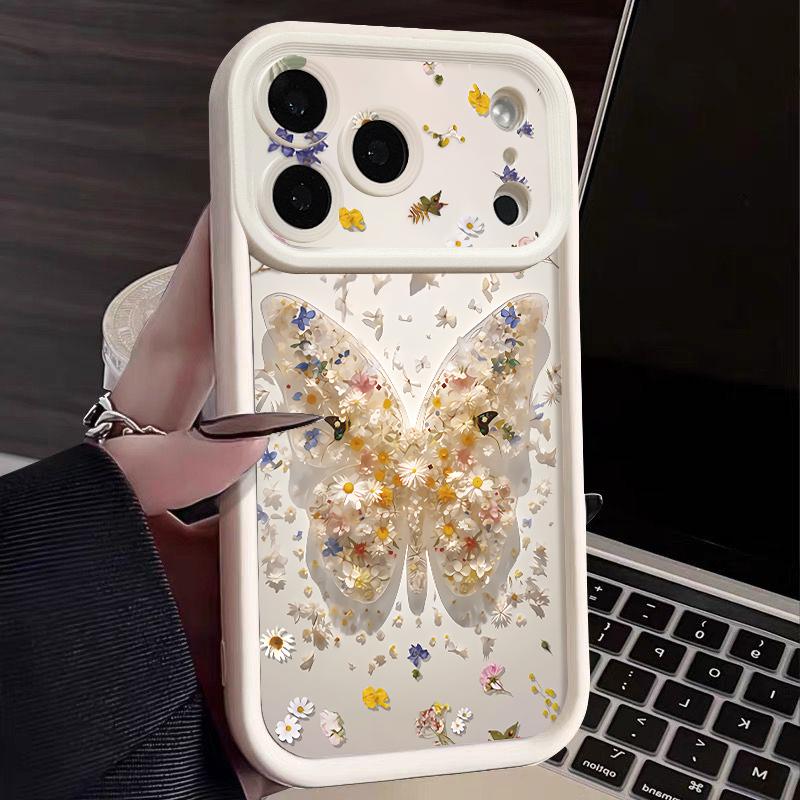Soft TPU Phone Case For iPhone 17 Pro 15 16 Pro Max 14 13 Pro Max 16e 17e Shockproof Black Butterfly Printed Silicone Back Cover