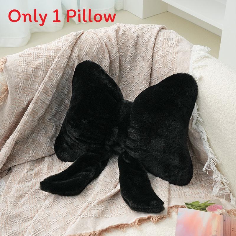 Modern Minimalist Black Bowknot Plush Sofa Cushion With Pp Cotton For Living Room Decor