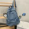 Large Capacity Denim Solid Color Student Backpack High Value Men and Women's Same New Casual Backpack