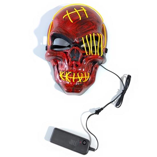 Halloween LED Face Cushion Scary Skull Full Face Cushion Light Up Neon Cosplay Costume Accessory for Parties Raves Festivals