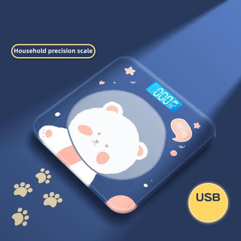 Digitální váha na tělesný tuk s kresleným medvědem a LCD displejem, inteligentní koupelnová váha, vysoce přesná elektronická podlahová váha