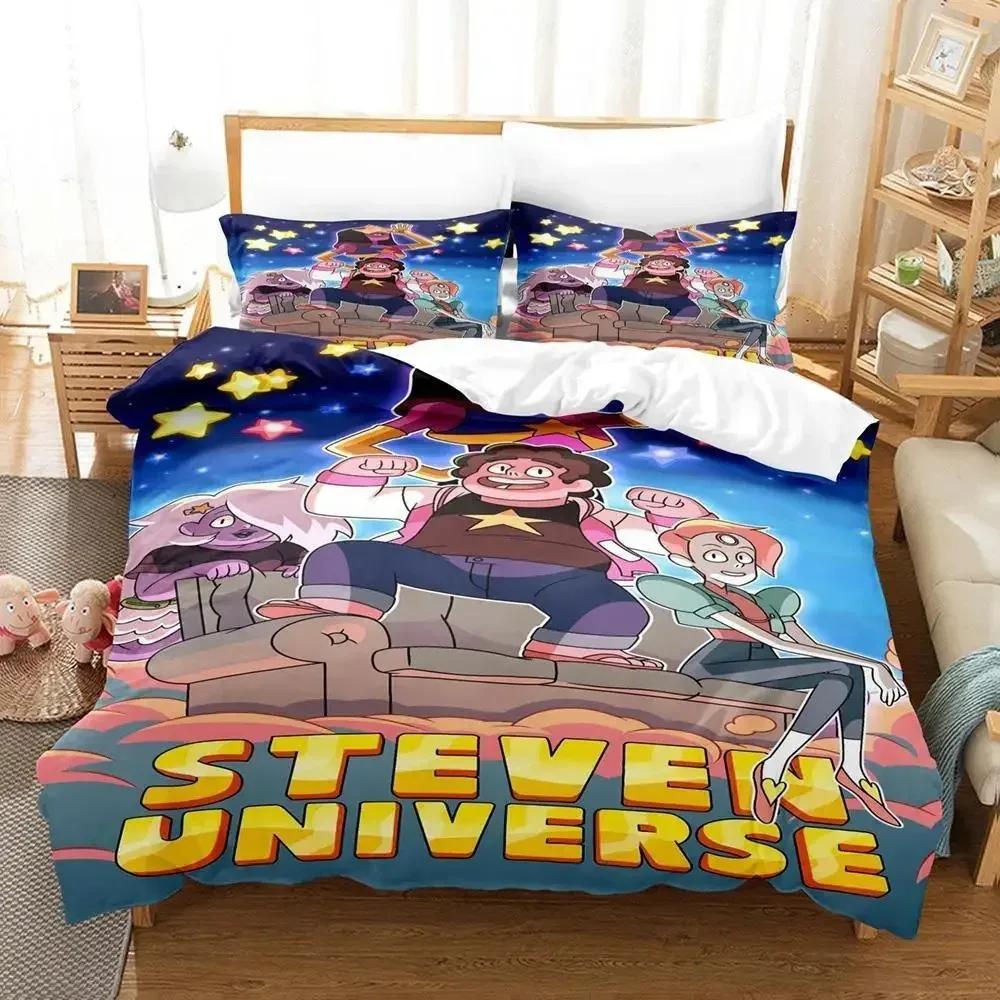 Nytt Kawaii Steven Universe Sängklädesset Enkelt Twin Full Queen King Size Sängset Aldult Barn Sovrum 3D-tryck Anime Lakan Set