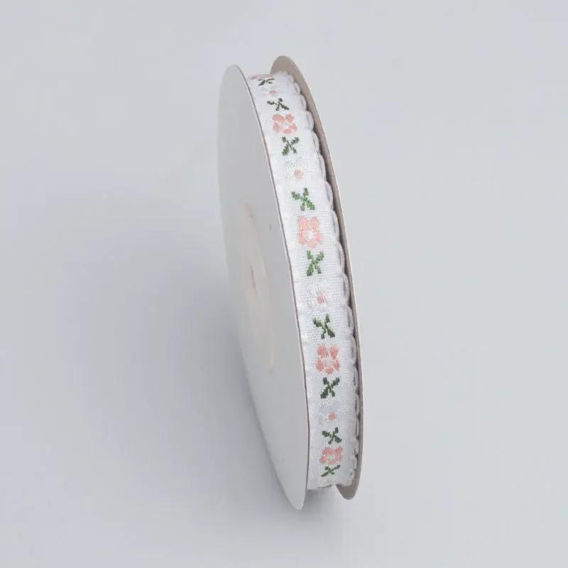 Beautiful Colorful Flower Ribbons 9m*1cm Embroidery Flower Polyester Ribbon DIY Hairpin Bowknot Accessories