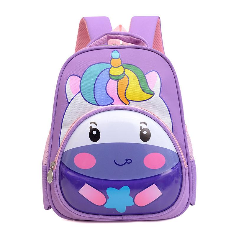 Cartoon Childrens Backpack With Unicorn Shark And Dog Print For Daily Schooling