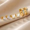 Earrings Set Gold Plated Stainless Steel Black Flower Studs CZ Hoop Earrings for Women Multiple Piercing Jewelry