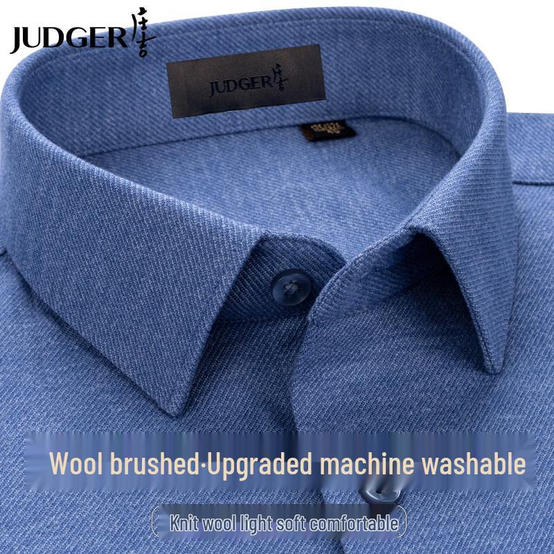 Zhuangji Men s Wool Blend Brushed Stretch Long-Sleeve Shirt 170/88A