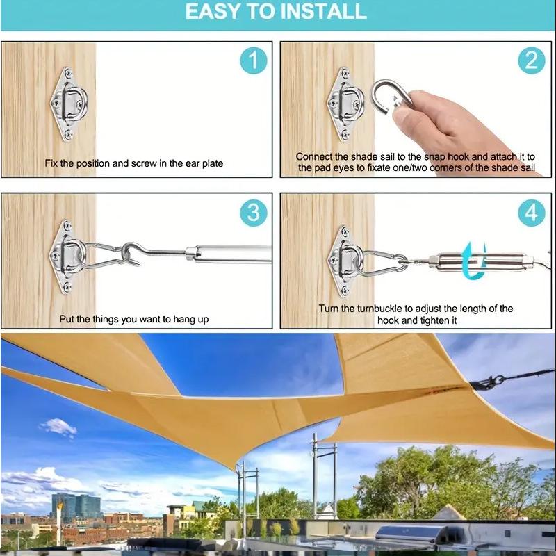 Quadrilateral Waterproof UV Protection Sun Shade Sail with Accessories