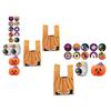 Polyester Halloween Candy Bag Set with Handheld Party Treat Pouch, Assorted Craft Stickers and Wearable Fabric Face Pin