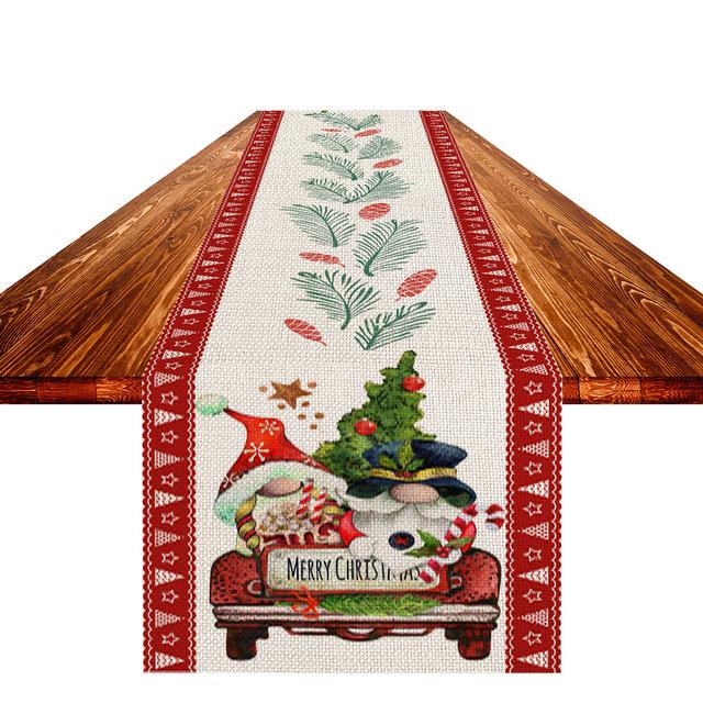 Christmas Decoration Table Runner Linen Table Runner Home Kitchen Restaurant New Year Dinner Anti -Fouling Table Runner
