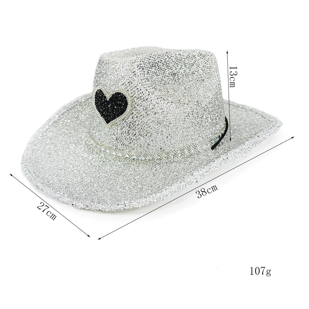 Women's Cowgirl Hat Stylish Rhinestone Design Sun Hat Wide Brim Western Cap for Party& Daily Life
