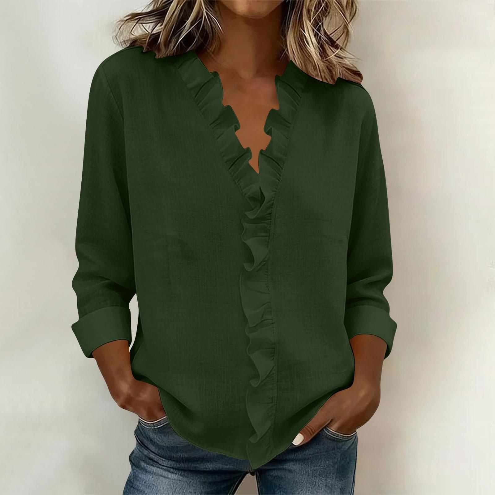 

Ladies Linen Shirt Womens Tops T-Shirts & Blouses Denim Shirt Women Ladies Tops Size 14 for Everyday Wear XXL
