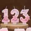 Handmade Pink Snowflake Digital Birthday Candle New Creative Cake Birthday Party Candle