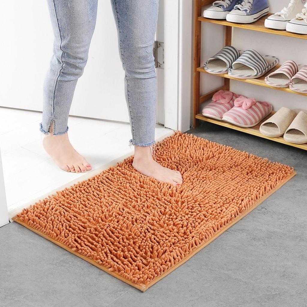 Floor Mat, Chenier Long Hair Floor Mat, Bedroom, Kitchen, Living Room, Carpet, Bathroom, Water Absorbing and Non Slip Floor Mat for Entering The Door