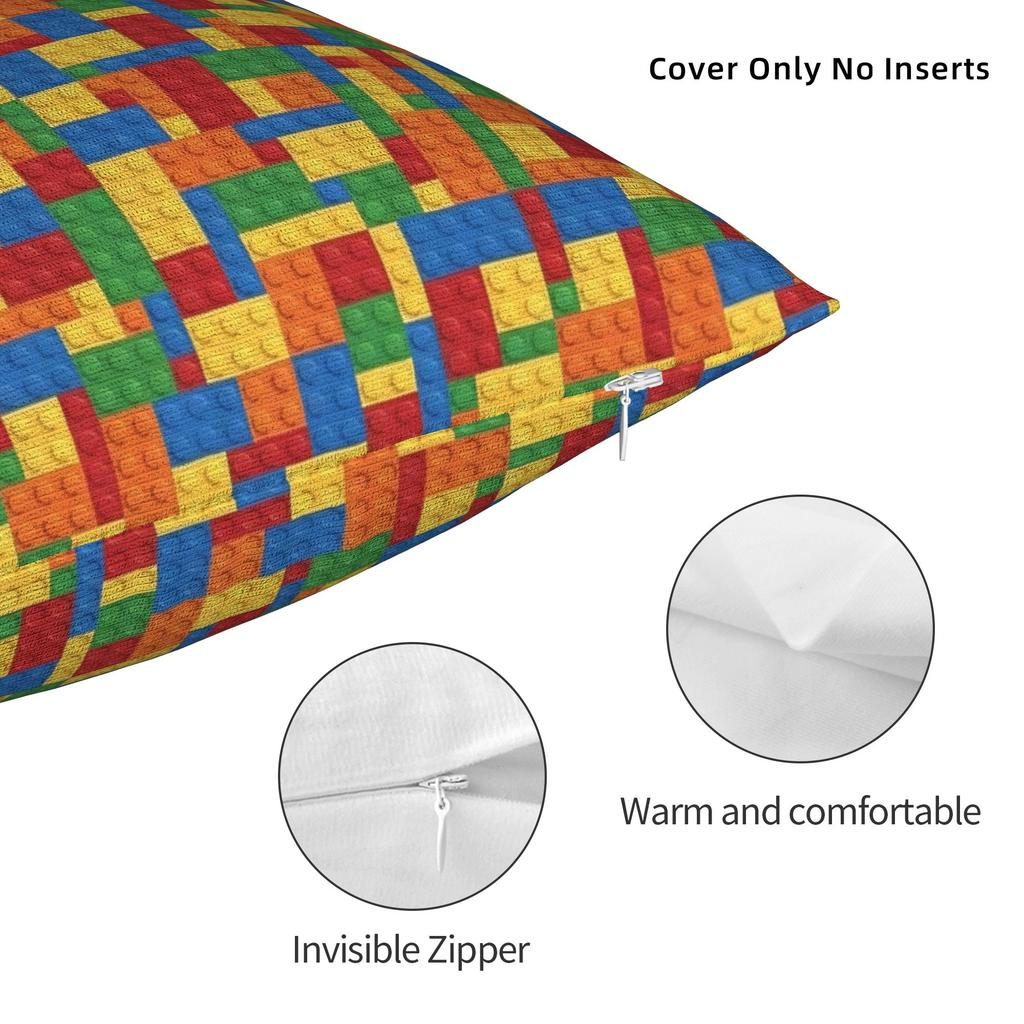 Rainbow Building Blocks Pattern Pillow Cover Soft Cushion Cover Morden Pillow Case For Living Room Bed Chair
