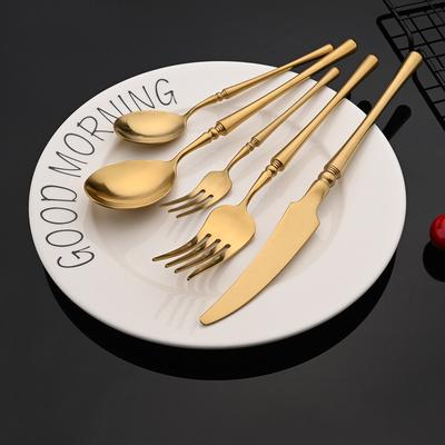 Vintage Matte Gold Flatware Cutlery Set 304 Stainless Steel Dinnerware Set Tableware Home Knife Fork Spoon Silverware Set