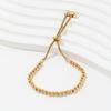 Fenny 18K PVD Gold Plated  Waterproof Fashion Lucky Round Beads Pave Adjustable Stainless Steel Bracelet for Women