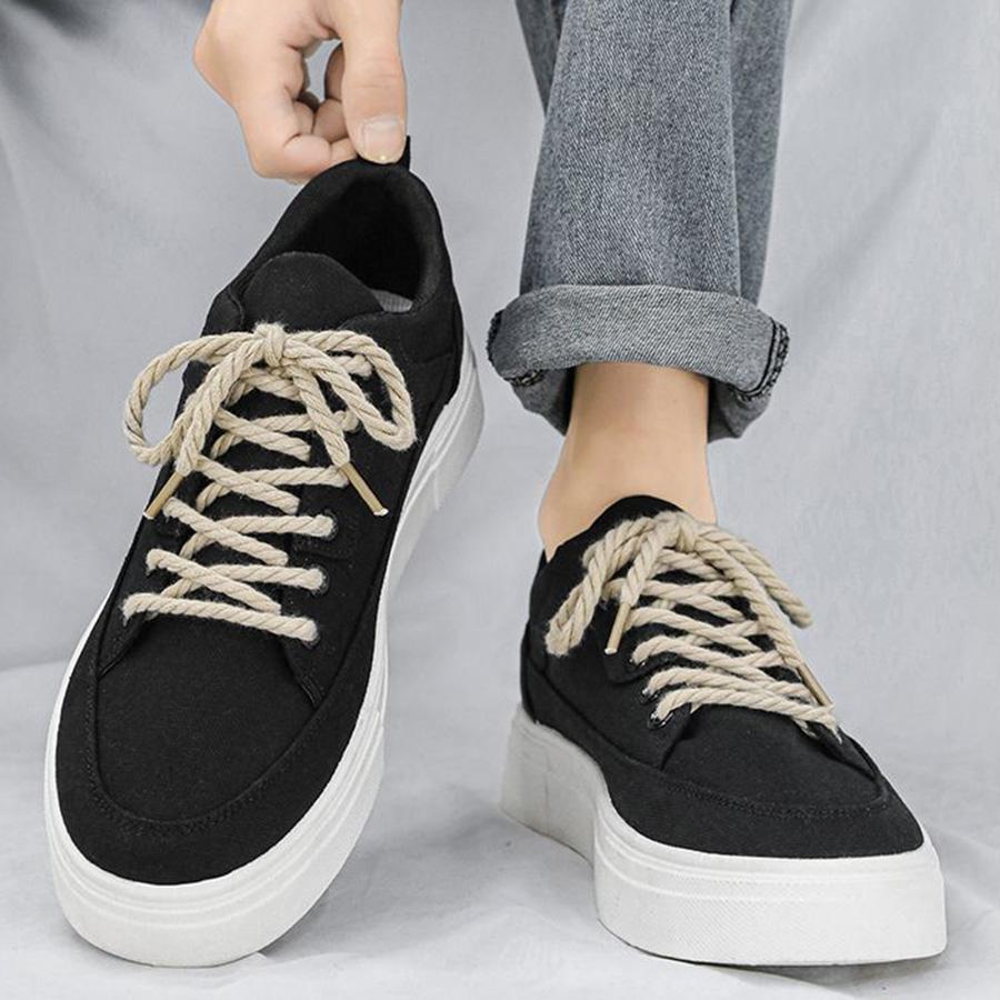 Men Awesome Black White Canvas Shoes Flats Casual Shoes
