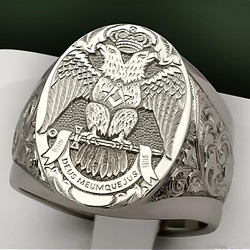 FDLK  Fashion Men's Signet Ring Russian Empire Double Eagle Rings For Male Punk Gold Color Arms Of The Russian Big Ring