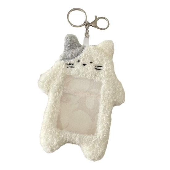 

Плюшевый держатель для карт с мультяшным котом, стильный рюкзак, очаровательный брелок, декоративная крышка для карт, студенческий подарок, аксессуары белый