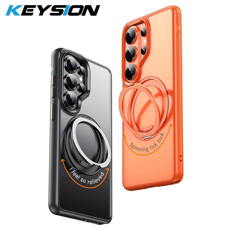 KEYSION N52 Magnetic 360° Ring Stand Case for MagSafe for Samsung Galaxy S26 Ultra 5G S26+ Matte Transparent Shockproof Phone Cover