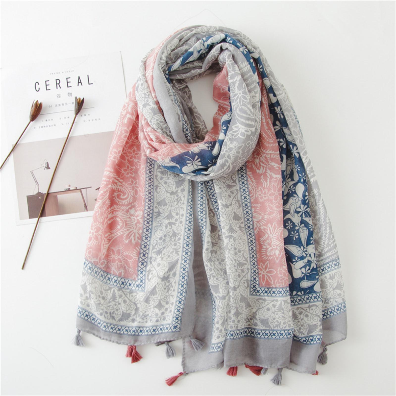 

New Striped Color-blocked Cotton And Linen Scarf, Women s Winter Warm Scarf One Size