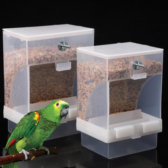 1 Set Bird Feeder Removable Transparent Plastic Parrot Hanging Automatic Feeder Garden Supply