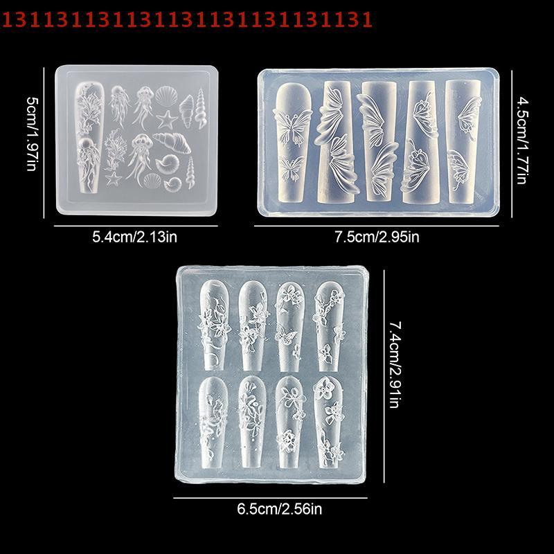 Shell Manicure Stamping Plate for Creative Nails 3D Mini Silicone Nail Art Mold Butterfly Flower Design DIY Decorations