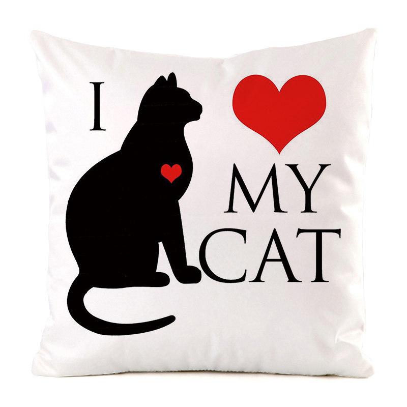 Creative Cartoon Black Cat Digital Printing Short Plush Pillow Covers For Car Sofa Office Cushion Cover Home Goods 60X60Cm