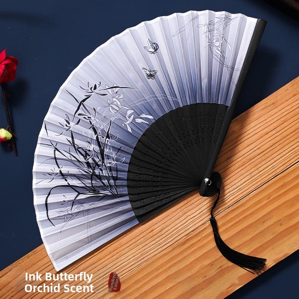 Vintage Style Folding Fan Tassel Elegent Female Fan Classical Dance Fan Home Decoration