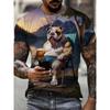 3D Dog Printed T-shirts Summer Street Daily Casual Crew Neck Short Sleeve Tops Harajuku Funny Pattern Men's T-shirts