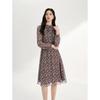 JUZUI French Retro Printed V-neck Chiffon Dress