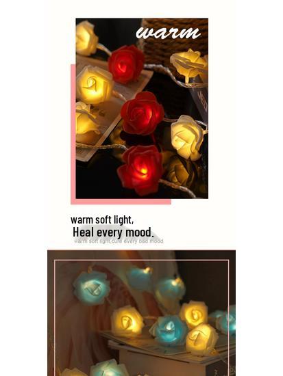 LED Rose String Lights - Romantic Valentine's Day Bedroom Decor