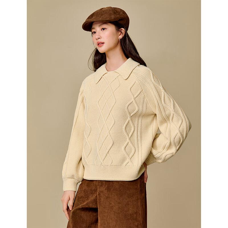 Inman Women's 2025 Winter Cable Knit Polo Sweater