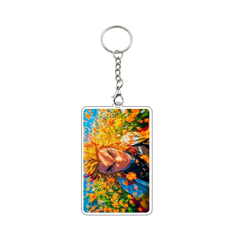 Anime 8cm Kamado Tanjiro Nezuko Agatsuma Zenitsu Cartoon Characters Acrylic Keychain Accessories Car Pendant Gifts Toy Wholesale