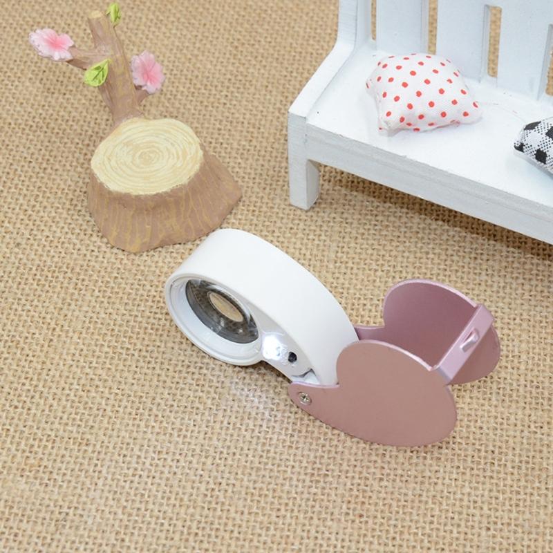 40X Magnifying Glass Lens Foldable Handheld Eye Loupe Pocket Size Magnifier with Light for Jewelry Stamps Coin Inspection